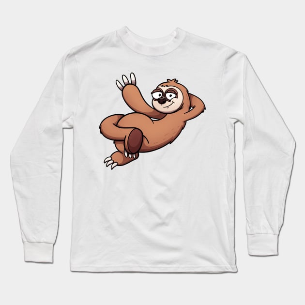 Lazy Sloth Greeting Long Sleeve T-Shirt by TheMaskedTooner